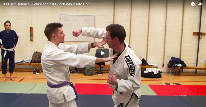 BJJ Self Defence - Fence Against Punch into Osoto Gari Throw